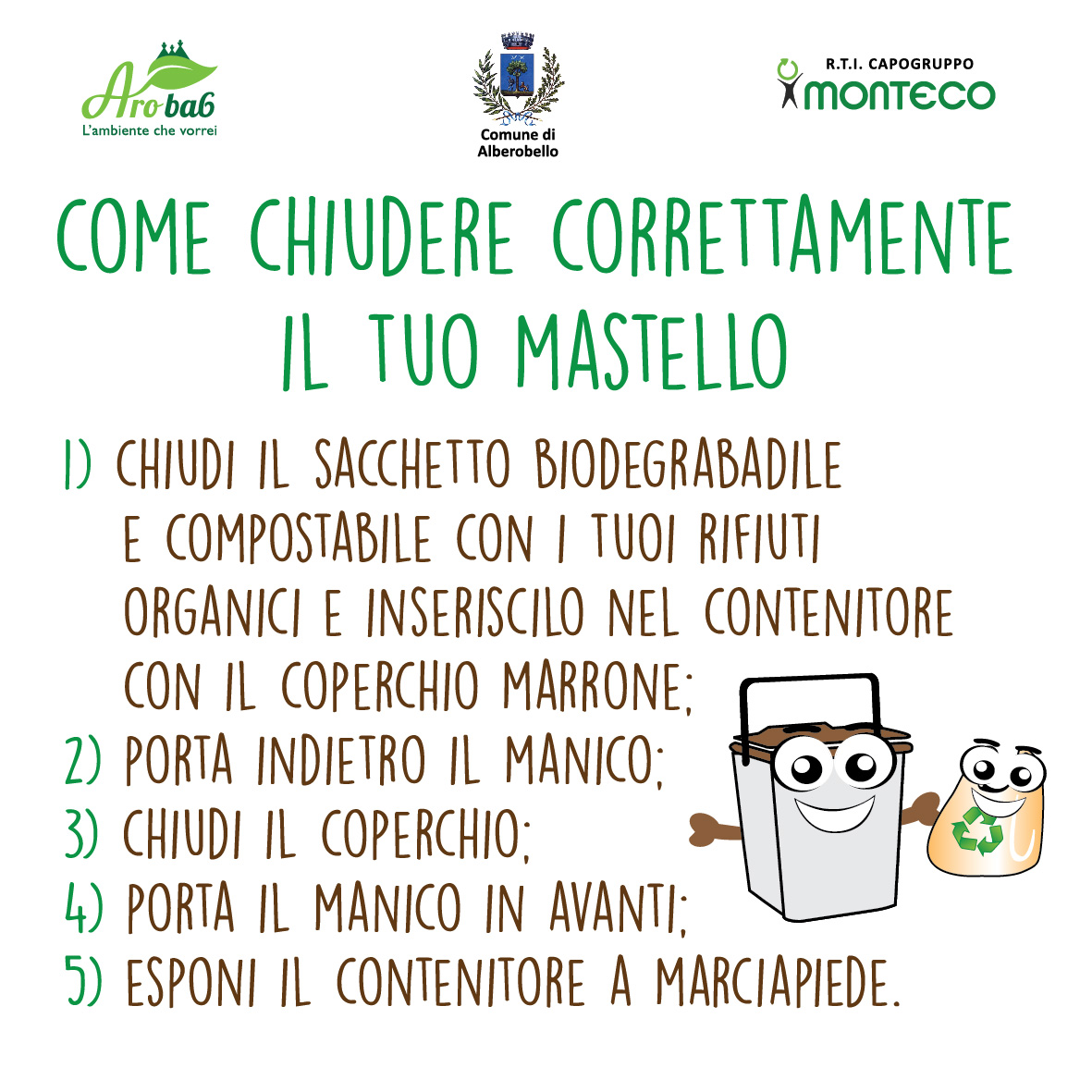 Lunedì 15 ottobre primo giorno di raccolta differenziata