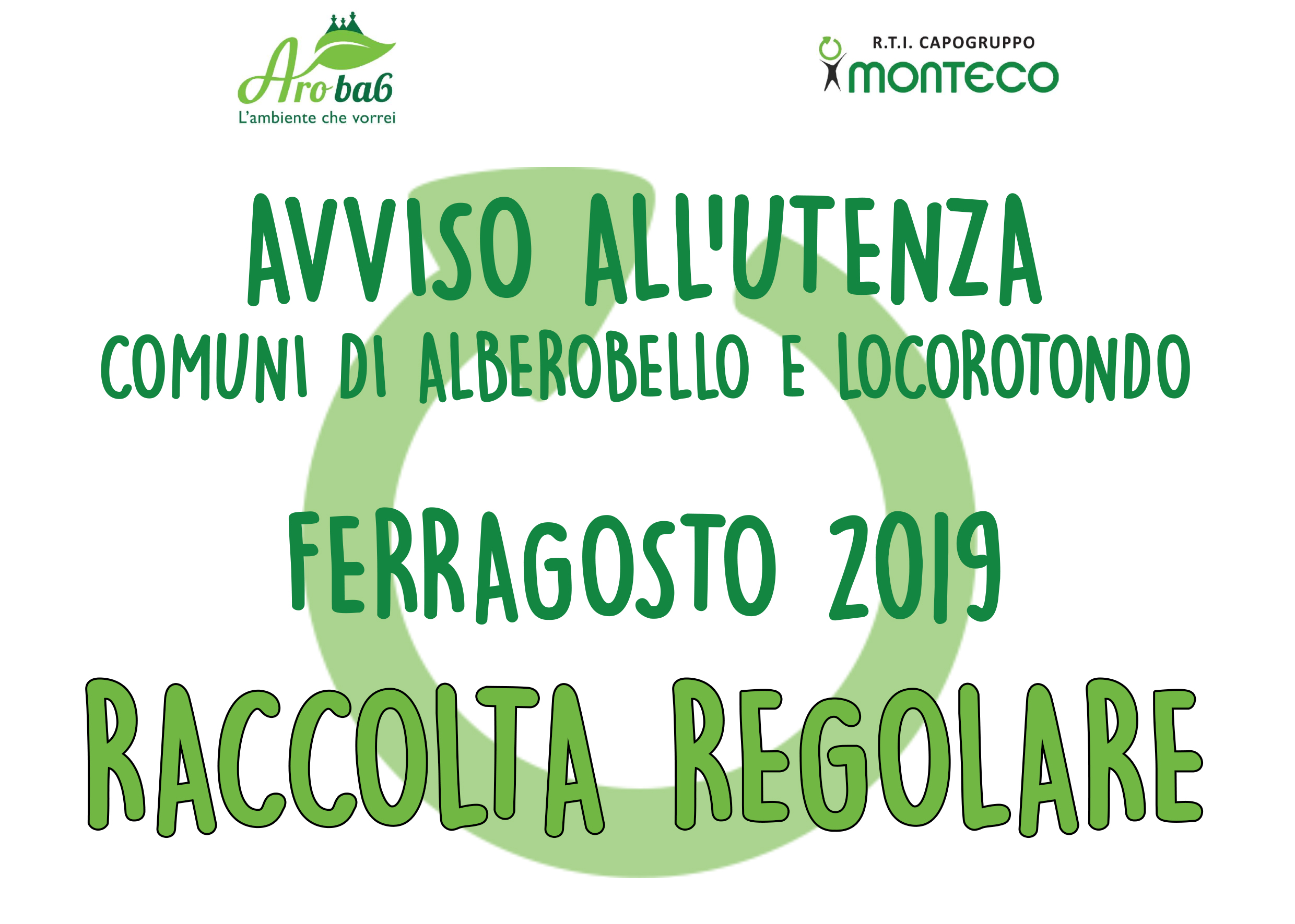 ARO BA6. Raccolta regolare nella giornata di ferragosto ARO BA6. Raccolta regolare nella giornata di ferragosto